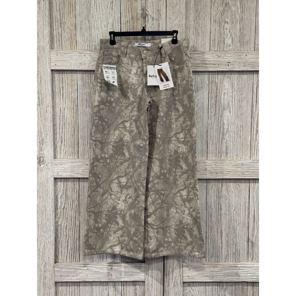 Refrain Women’s Los Angeles Camouflage Printed Wide Leg Pants Size 5/27 NWT